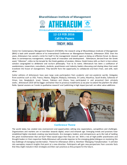 Call for Abstracts `n` Papers - Athenaeum