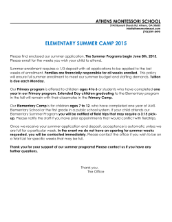 ELEMENTARY SUMMER CAMP 2015