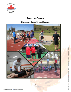 ATHLETICS CANADA NATIONAL TEAM STAFF MANUAL