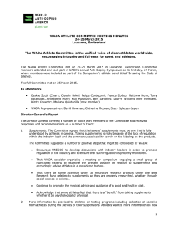 WADA Athlete Committee Meeting Minutes