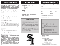 CSI Softball Camps 2015 Camp Entry Form What to Bring