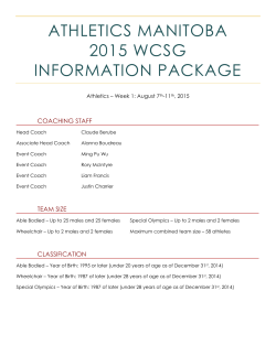 ATHLETICS MANITOBA 2015 WCSG INFORMATION PACKAGE