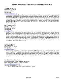List of Approved Spiritual Directors (Updated 6/2/2015)