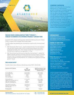Factsheet - April 2015 - Atlantic Gold Corporation