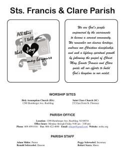 Sts. Francis & Clare Parish Bulletin: Worship, Sacraments, Events