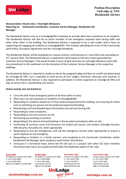 Residential Advisor Position Description