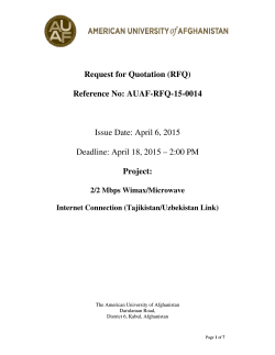 AUAF-RFQ-15-0014 Issue Date - American University of Afghanistan