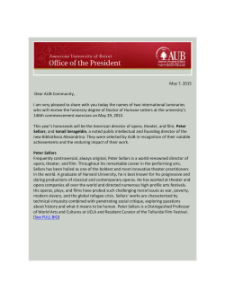 May 7, 2015 Dear AUB Community, I am very pleased to share with