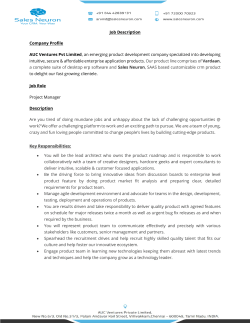 Job Description Company Profile AUC Ventures Pvt Limited, an