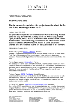 ABAWARDS2015 Short List - Audio Branding Academy