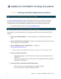 Fall 2015 Advising and Online Registration Procedures