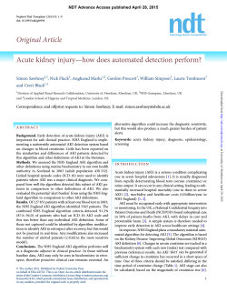Original Article Acute kidney injuryâhow does automated detection