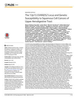 The 12p13.33/RAD52 Locus and Genetic Susceptibility to