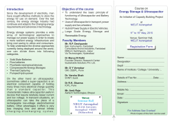 "Course on Energy storage and Ultracapacitor".
