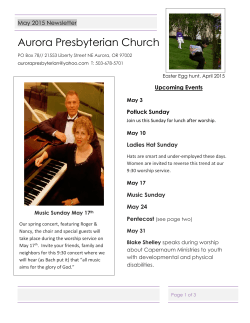 May_2015 Newsletter Here - Aurora Presbyterian Church