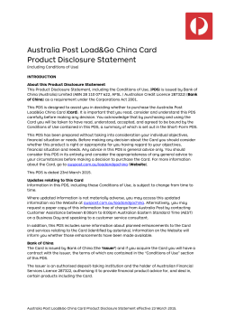 Card Product Disclosure Statement