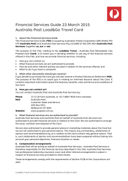 Australia Post Load&Go Travel Card: Financial Services Guide 23