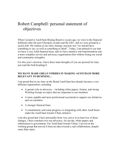 Robert Campbell: personal statement of objectives
