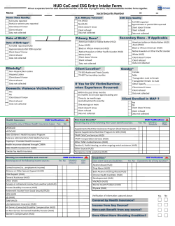 HUD CoC and ESG Entry Intake Form