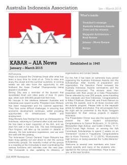 KABAR Jan â March 2015 - Australia Indonesia Association of NSW