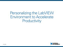 Personalising the LabVIEW Environment to Accelerate productivity