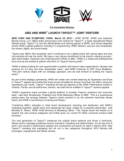 abg and wweÂ® launch tapoutâ¢ joint venture