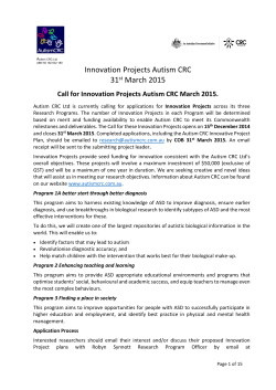 Innovation Projects Autism CRC 31st March 2015
