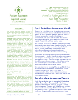 Newsletter April 2015 - Autism Spectrum Support Group