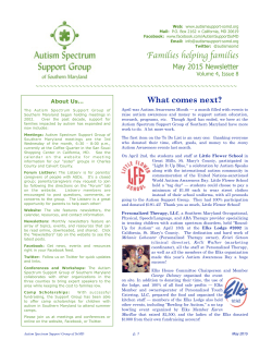 Newsletter May 2015 - Autism Spectrum Support Group
