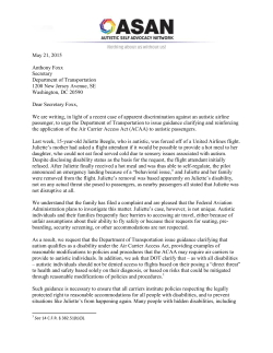Letter to Secretary Foxx, PDF - Autistic Self Advocacy Network