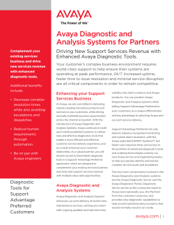 Avaya Diagnostic and Analysis Systems for Partners