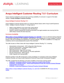 What is New in Avaya Intelligent Customer - Avaya