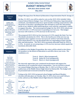 2015-16 Budget Newsletter - AuSable Valley Central School District
