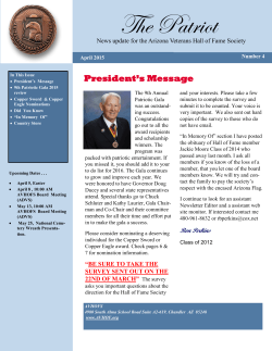 Patriot Newsletter - Volume 10 - The Arizona Veterans Hall Of Fame