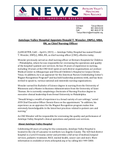 Antelope Valley Hospital Appoints Donald T. Wenzler, DNP(c), MBA