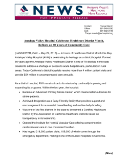 Press Release - Antelope Valley Hospital