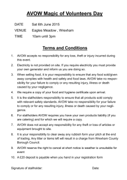 Terms and Conditions for stallholders (Magic of Volunteers