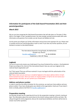 Information for participants of the Gold Award Presentation 2015 and