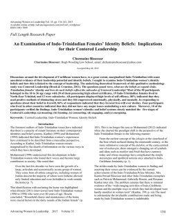 An Examination of Indo-Trinidadian Females` Identity Beliefs
