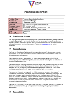 Program Coordinator Facilitator Position Description Final