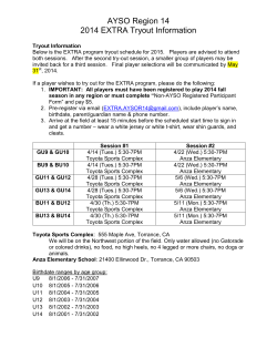 AYSO Region 14 2014 EXTRA Tryout Information