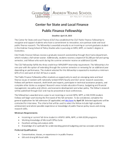 Center for State and Local Finance Public Finance Fellowship