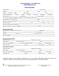 New Patient forms- ayusimple 2015