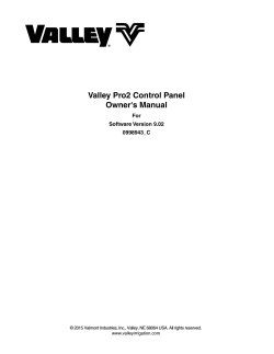 Valley Pro2 Control Panel Owner`s Manual