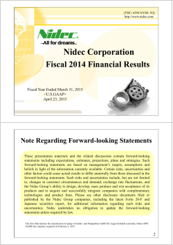 23/04/2015 IR News Nidec Corporation Fiscal 2014 Financial Results