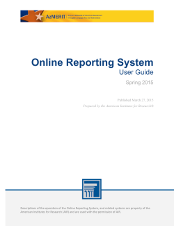 Online Reporting System (ORS) User Guide