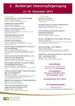 Plakat 2. Bamberger Intensivpflegetagung 2015