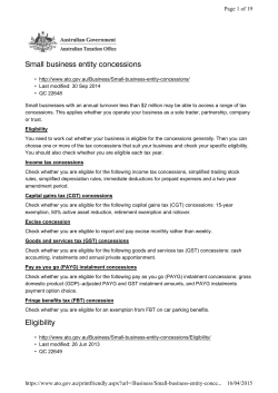 Small business entity concessions Eligibility