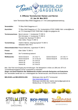 Offenes Tennis LK-Turnier 21 bis 24 Mai 2015