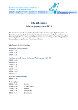 BBV Lehrgangsprogramm 2015 - Bayerischer Badminton